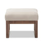 Yashiya Mid-century Retro Modern Light Beige Fabric Upholstered Ottoman Stool FredCo