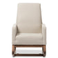 Yashiya Mid-century Retro Modern Light Beige Fabric Upholstered Rocking Chair FredCo