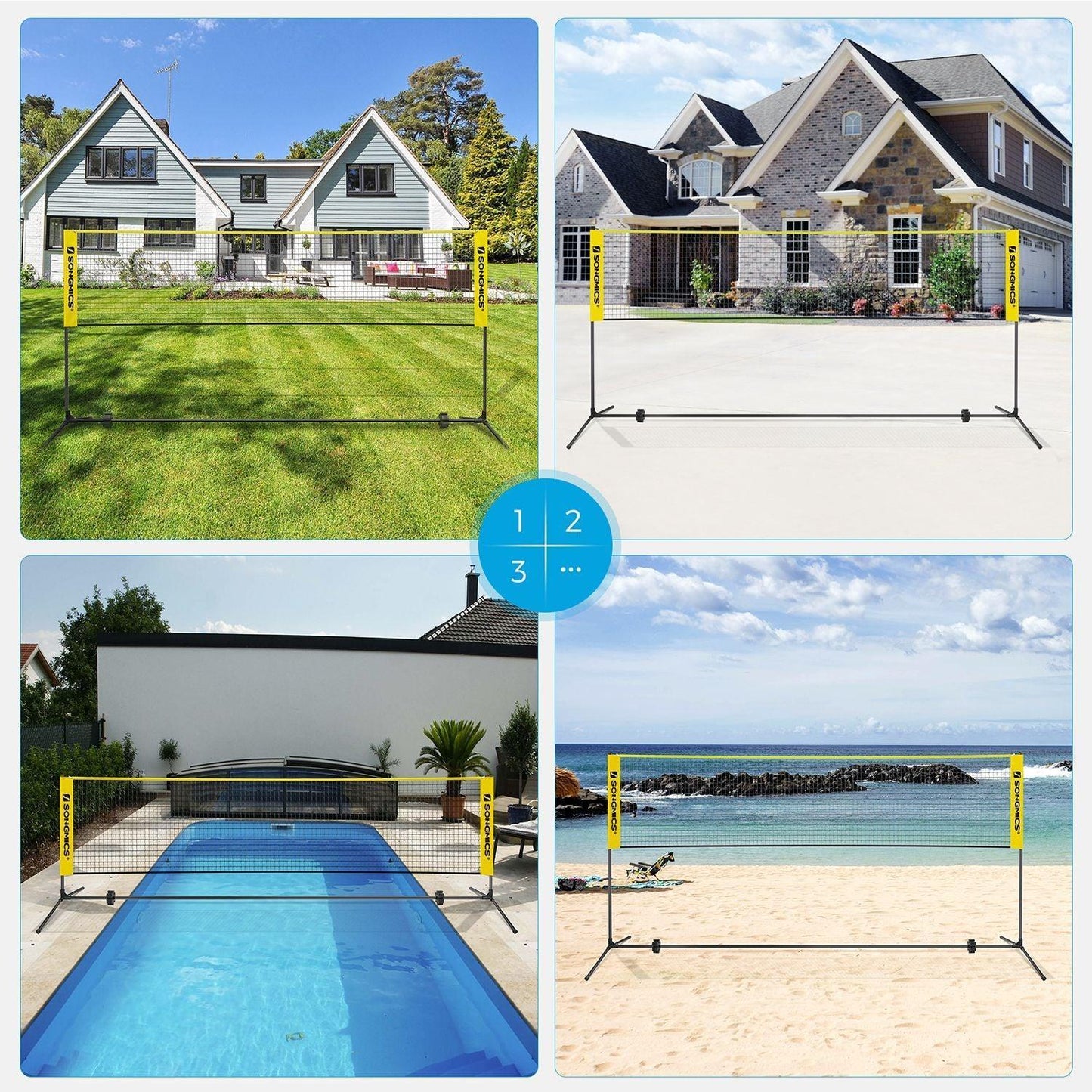 Yellow Portable Badminton Net Set FredCo