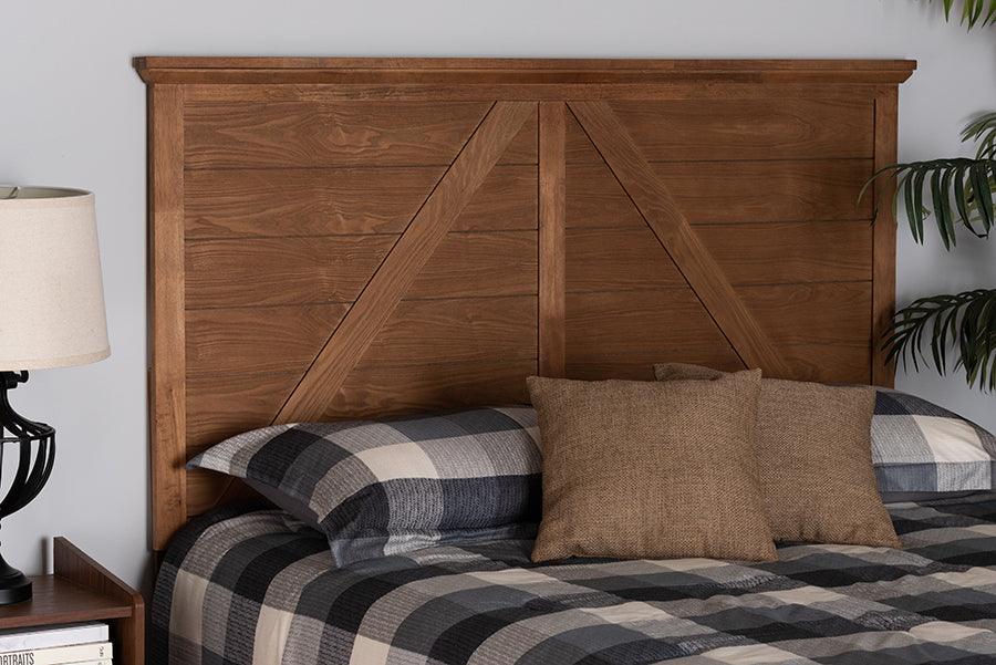 Yorick Classic and Traditional Ash Walnut Finished Wood Queen Size Headboard FredCo