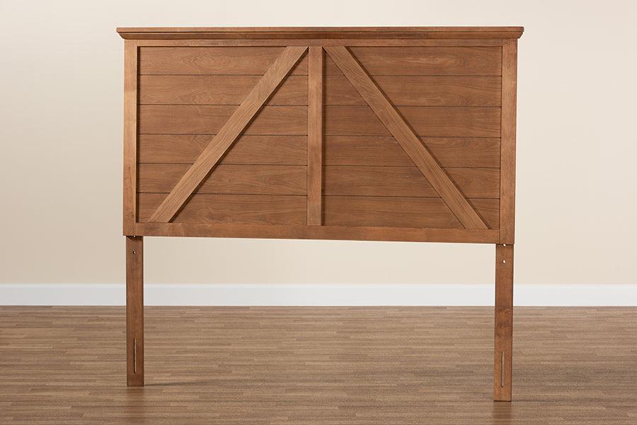 Yorick Classic and Traditional Ash Walnut Finished Wood Queen Size Headboard FredCo