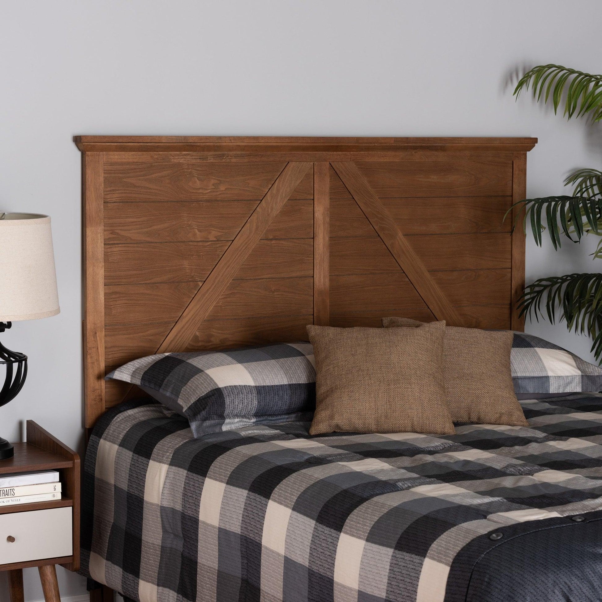 Yorick Classic and Traditional Ash Walnut Finished Wood Queen Size Headboard FredCo