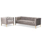 Zanetta Glam and Luxe Gray Velvet Upholstered Gold Finished 2-Piece Sofa and Lounge Chair Set FredCo