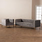 Zanetta Glam and Luxe Gray Velvet Upholstered Gold Finished 2-Piece Sofa and Lounge Chair Set FredCo