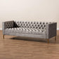 Zanetta Glam and Luxe Gray Velvet Upholstered Gold Finished Sofa FredCo