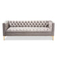 Zanetta Glam and Luxe Gray Velvet Upholstered Gold Finished Sofa FredCo