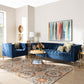 Zanetta Glam and Luxe Navy Velvet Upholstered Gold Finished 2-Piece Sofa and Lounge Chair Set FredCo