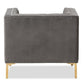 Zanetta Luxe and Glamour Grey Velvet Upholstered Gold Finished Lounge Chair FredCo
