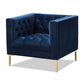 Zanetta Luxe and Glamour Navy Velvet Upholstered Gold Finished Lounge Chair FredCo