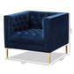 Zanetta Luxe and Glamour Navy Velvet Upholstered Gold Finished Lounge Chair FredCo