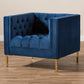 Zanetta Luxe and Glamour Navy Velvet Upholstered Gold Finished Lounge Chair FredCo