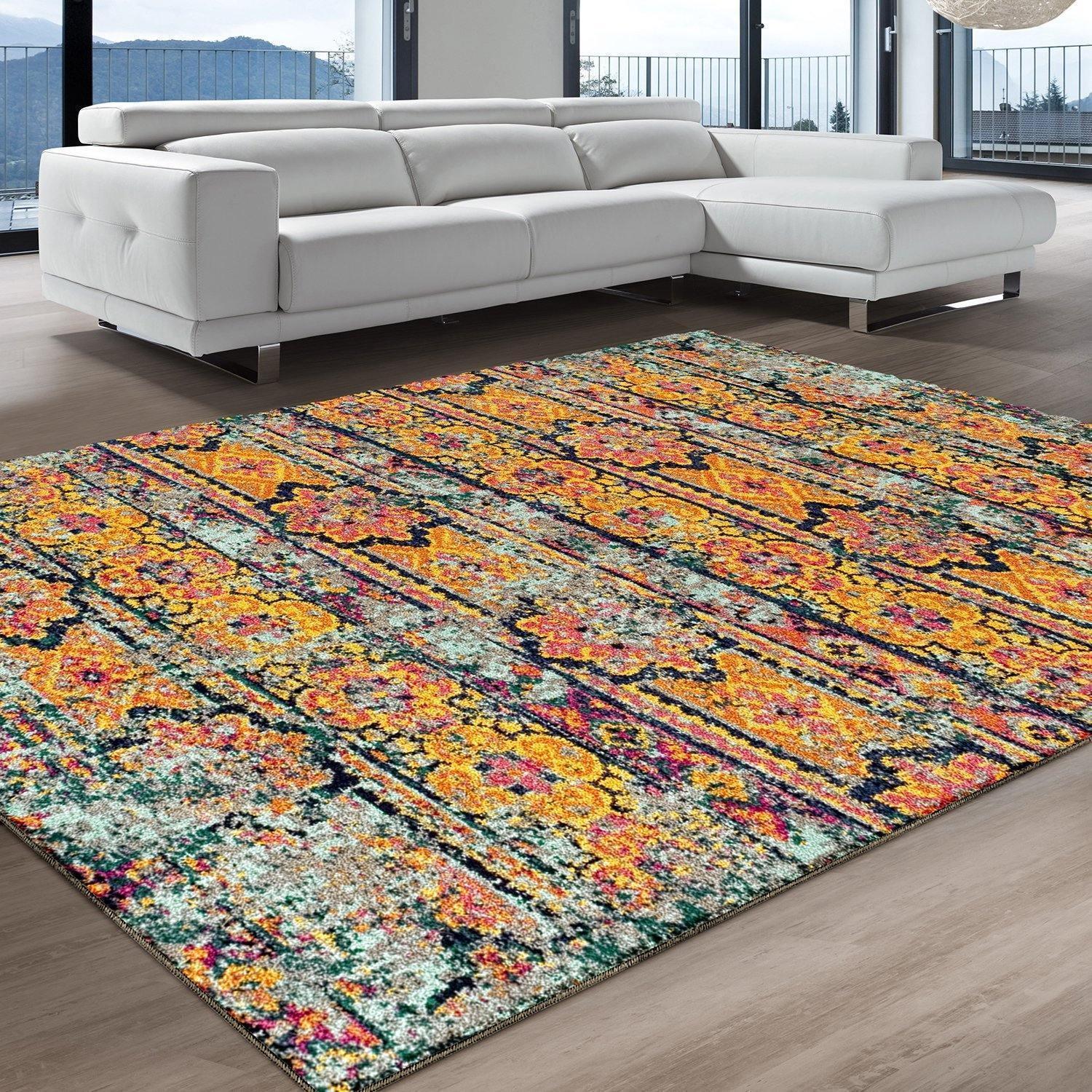 Zebrina Vintage Moroccan Floral Distressed Rug FredCo