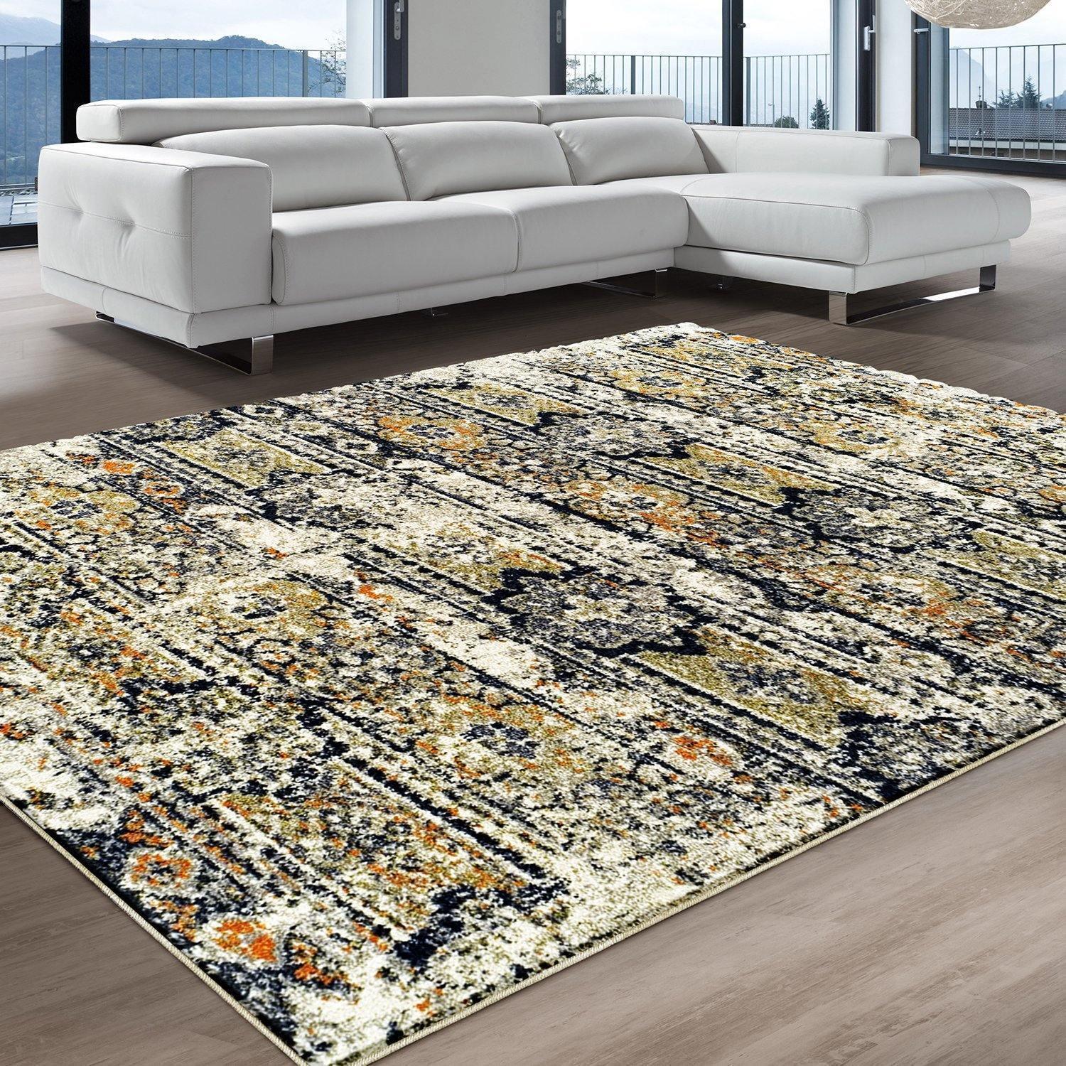 Zebrina Vintage Moroccan Floral Distressed Rug FredCo