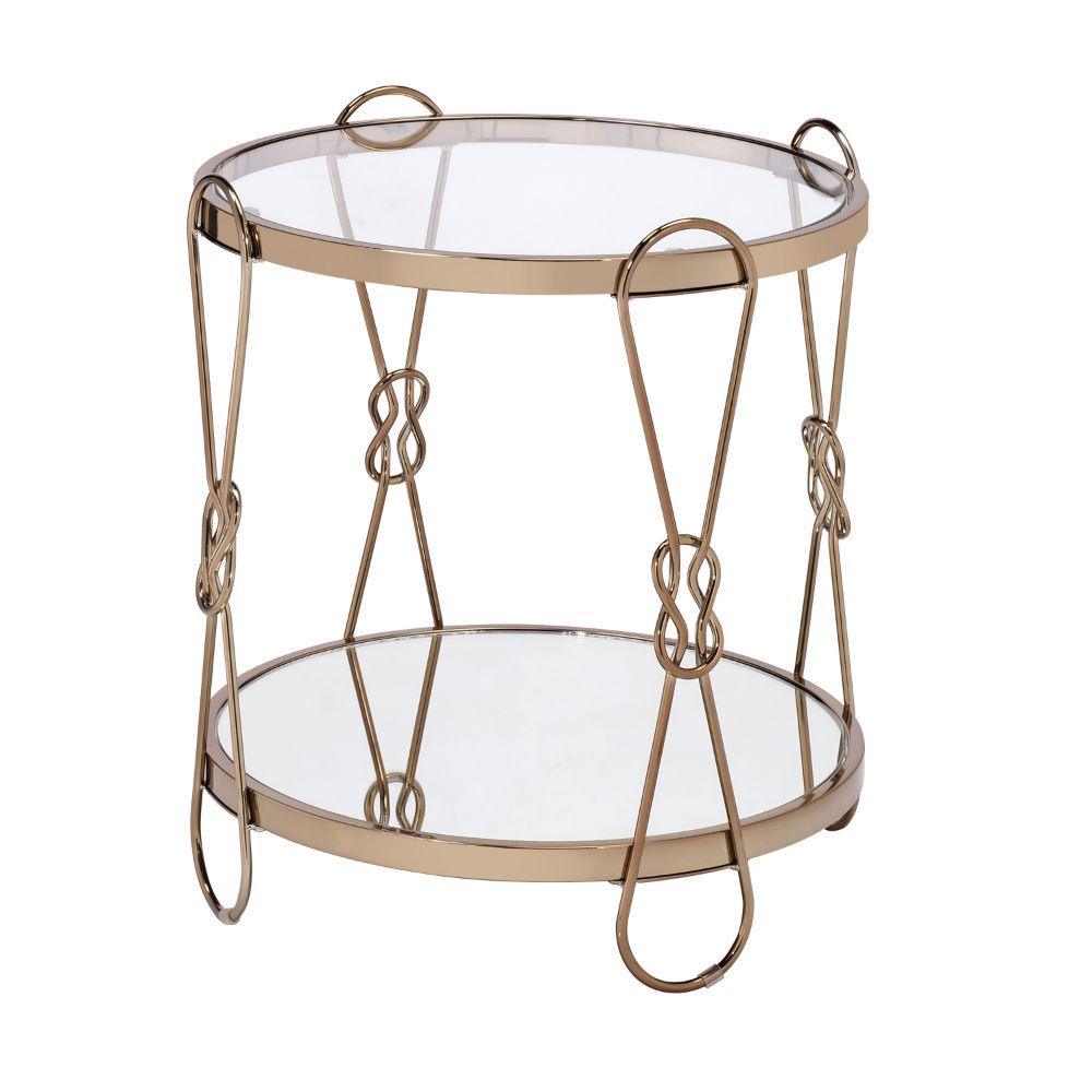 Zekera End Table Champagne & Mirrored FredCo