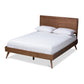 Zenon Mid-Century Modern Walnut Brown Finished Wood Full Size Platform Bed FredCo
