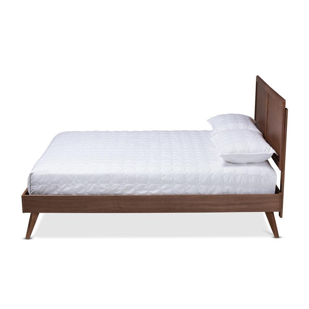 Zenon Mid-Century Modern Walnut Brown Finished Wood Full Size Platform Bed FredCo