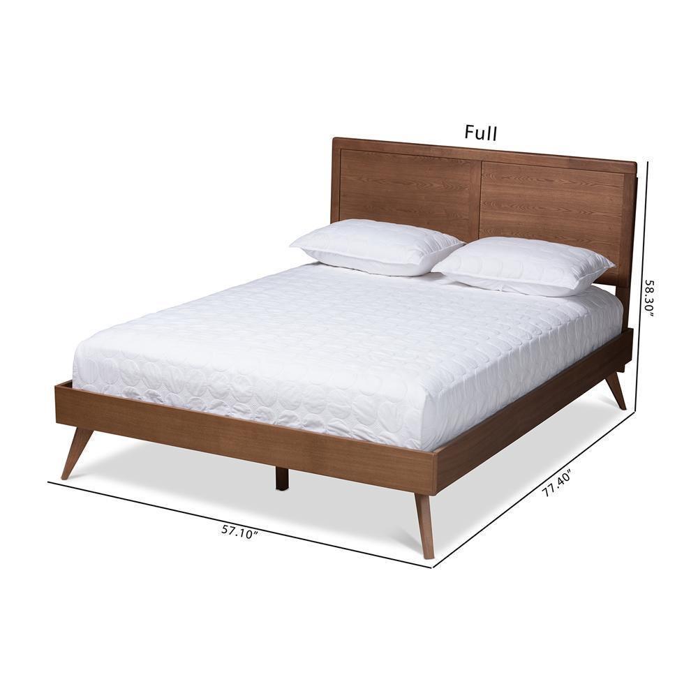 Zenon Mid-Century Modern Walnut Brown Finished Wood Full Size Platform Bed FredCo