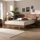 Zenon Mid-Century Modern Walnut Brown Finished Wood King Size Platform Bed FredCo