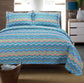 ZIGZAG Quilt Set, 100% Soft Cotton, Hippie Design, 3-Piece Set FredCo