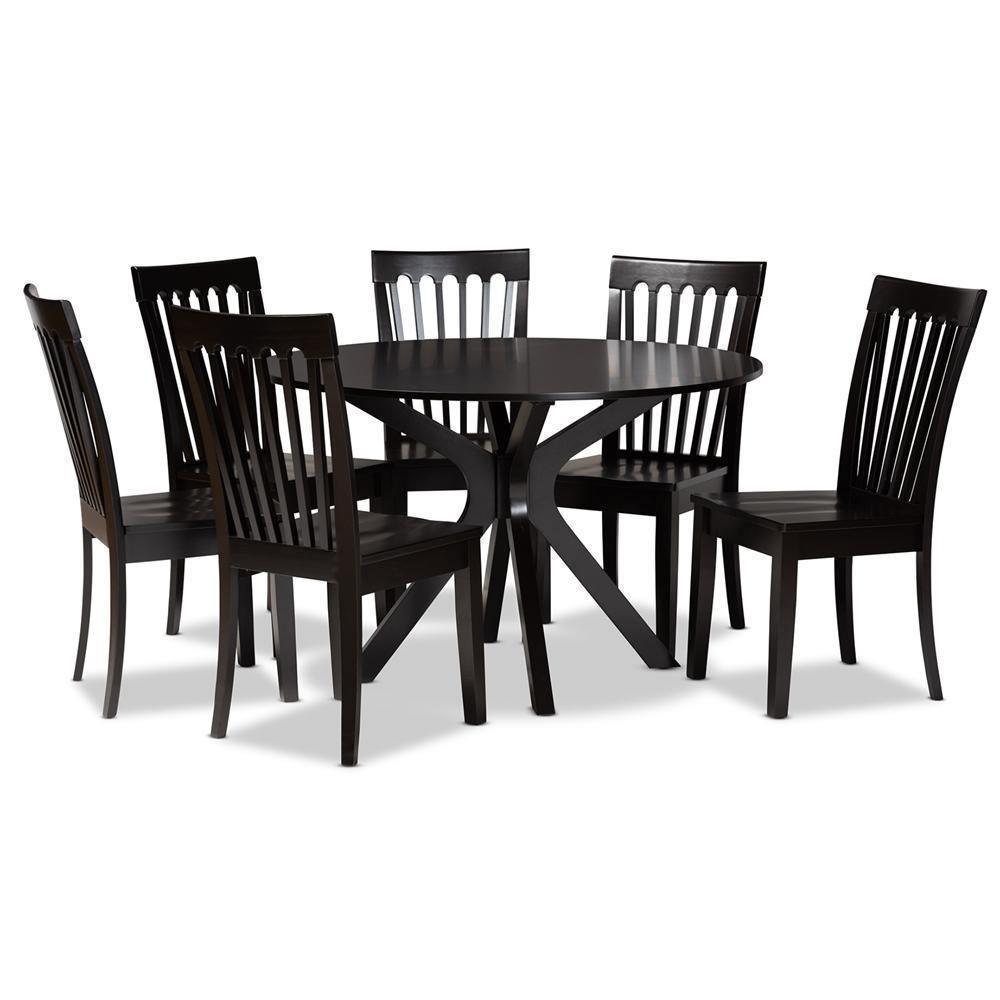 Zora Modern and Contemporary Dark Brown Finished Wood 7-Piece Dining Set FredCo