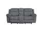 Zubaida Loveseat w/USB Port & Console (Glider & Motion) Two Tone Gray Velvet FredCo