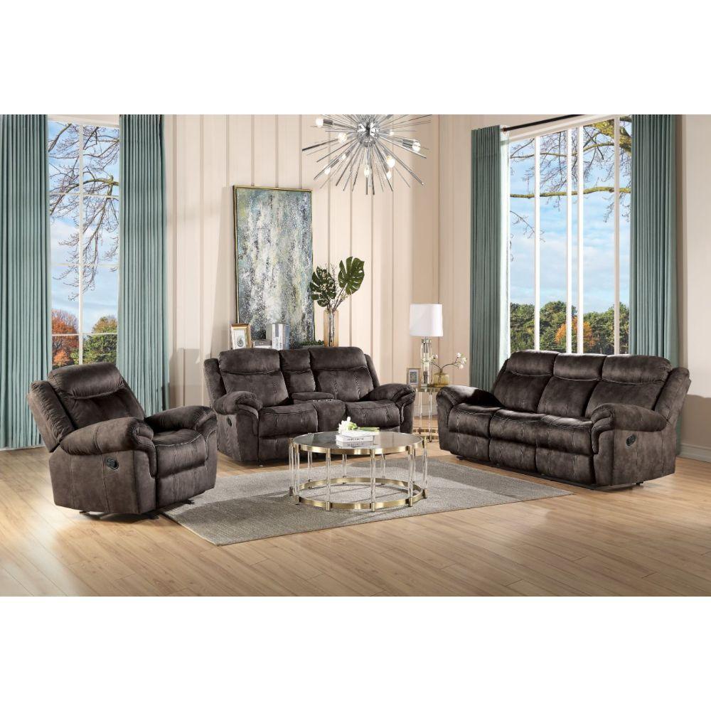 Zubaida Sofa w/USB Port & Console(Motion) Two Tone Chocolate Velvet FredCo
