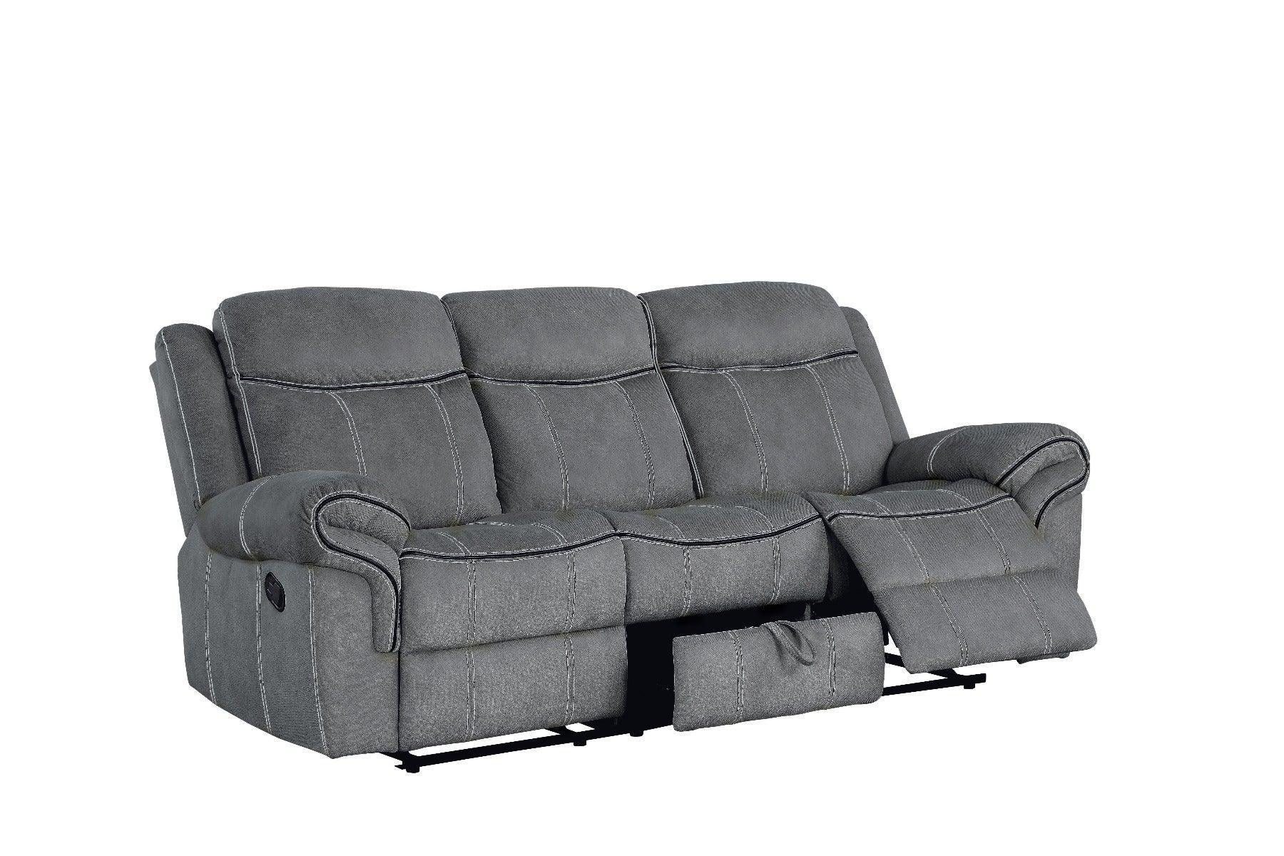 Zubaida Sofa w/USB Port & Console(Motion) Two Tone Gray Velvet FredCo