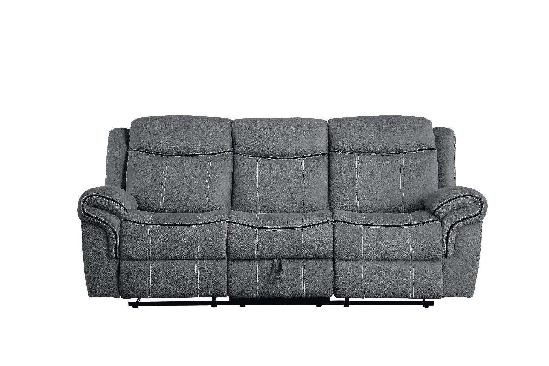 Zubaida Sofa w/USB Port & Console(Motion) Two Tone Gray Velvet FredCo