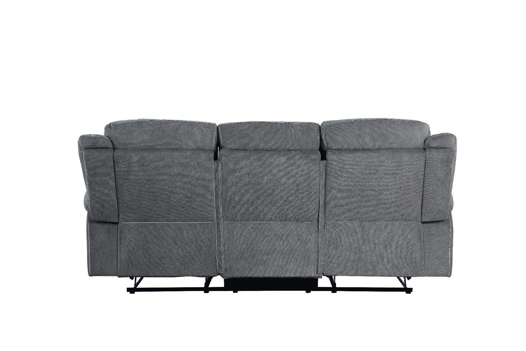 Zubaida Sofa w/USB Port & Console(Motion) Two Tone Gray Velvet FredCo